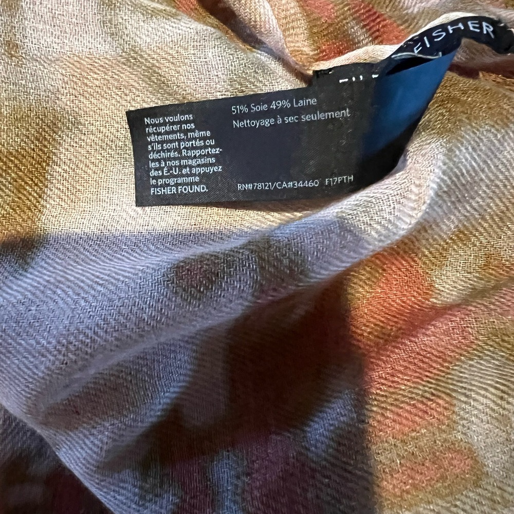 Eileen Fisher Abstract Pattern Scarf in Brown and Green - Picture 7 of 7